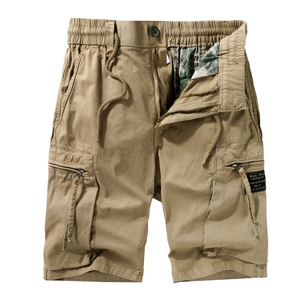 AKARMY Casual Solid Color Zipper Pocket Men's Shorts