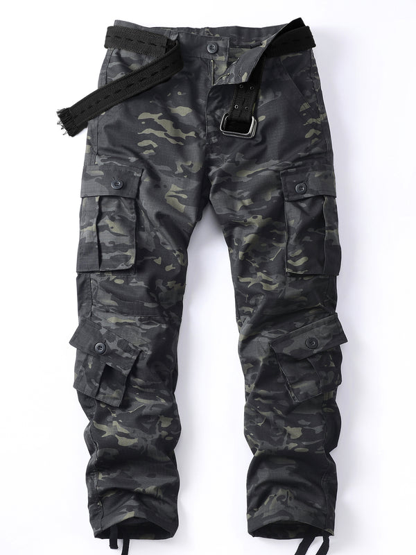 AKARMY Men's Casual Cargo Pants Military Army Camo Pants Combat Work Pants with 8 Pockets(No Belt)