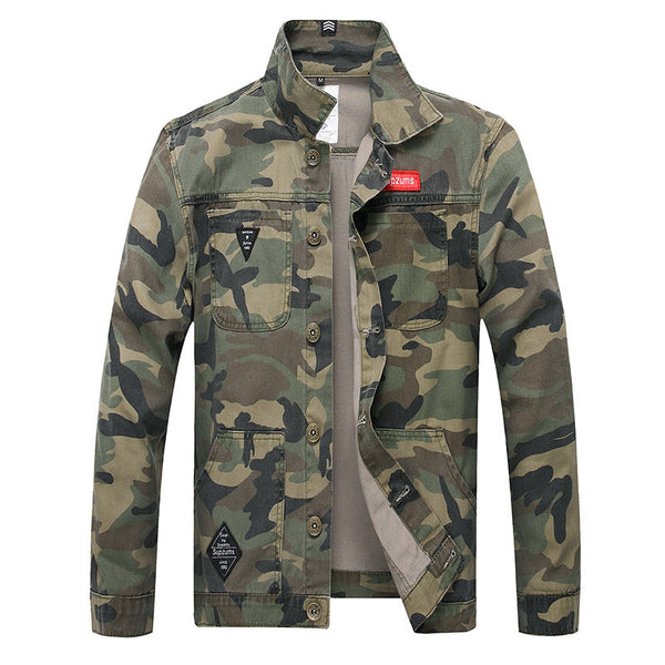 AKARMY Fashion Slim Stretch Camouflage Black Men's Jacket