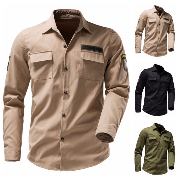 AKARMY Outdoor Army Fan Multi Pocket Embroidered Men's Shirt