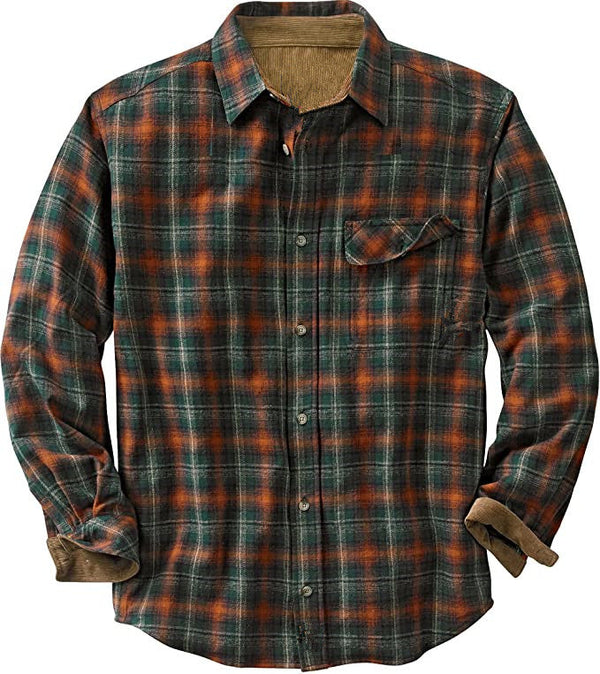 AKARMY Plus Size Plaid Shirt Long Sleeve Loose Shirt in Red