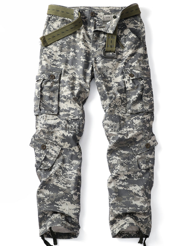 AKARMY Men's Casual Cargo Pants Military Army Camo Pants Combat Work Pants with 8 Pockets(No Belt)