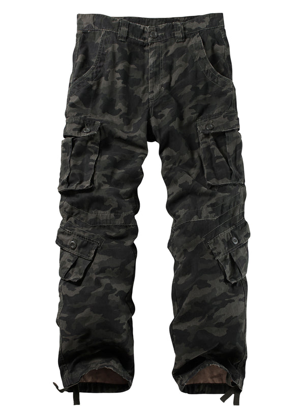 AKARMY Men's Casual Cargo Pants Military Army Camo Pants Combat Work Pants with 8 Pockets(No Belt)