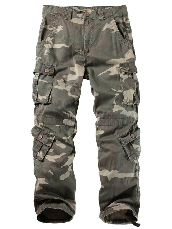 AKARMY Men's Casual Cargo Pants Military Army Camo Pants Combat Work Pants with 8 Pockets(No Belt)