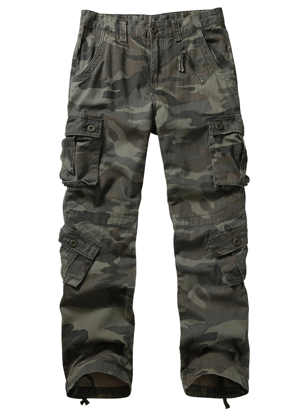 AKARMY Men's Casual Cargo Pants Military Army Camo Pants Combat Work Pants with 8 Pockets(No Belt)