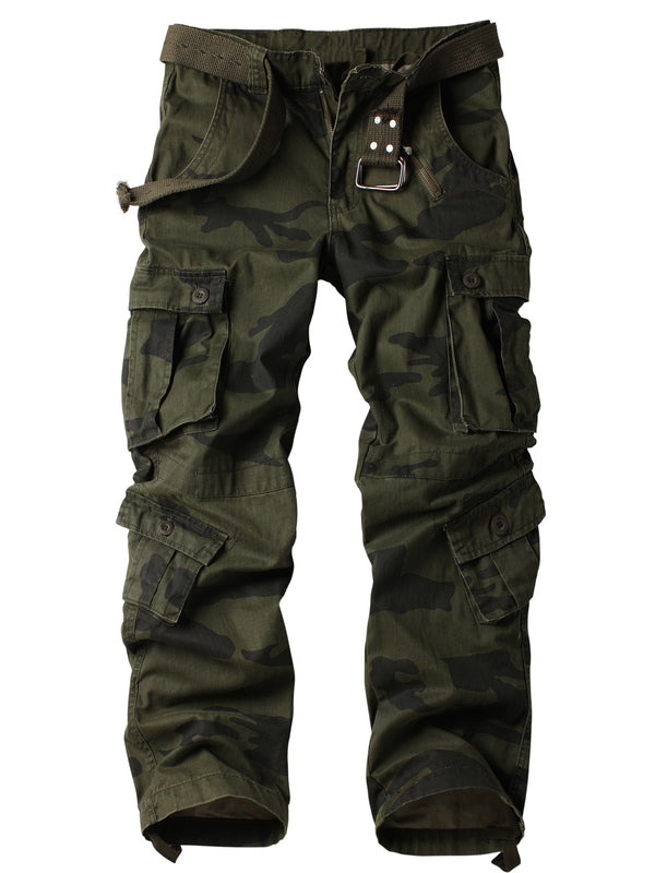 AKARMY Men's Casual Cargo Pants Military Army Camo Pants Combat Work Pants with 8 Pockets(No Belt)