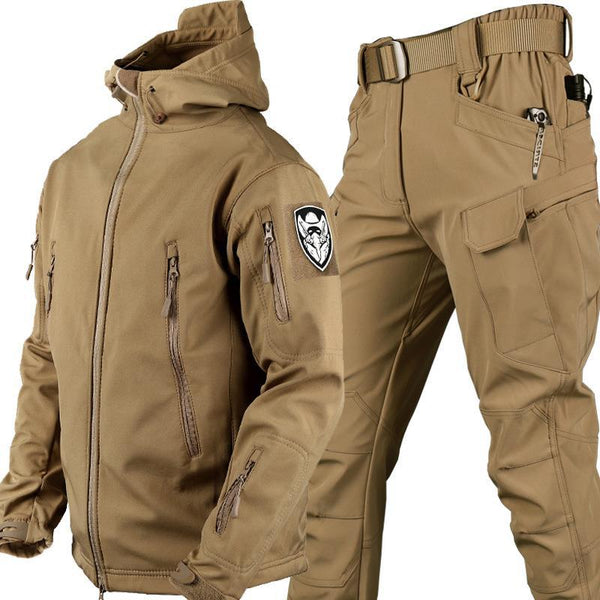 AKARMY Men's Outdoor Special Forces Jacket Soft Shell Jacket Suits in Army Green Khaki