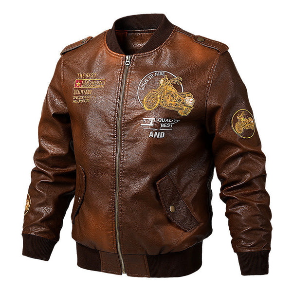 AKARMY Locomotive Style Baseball Collar Men's Jacket