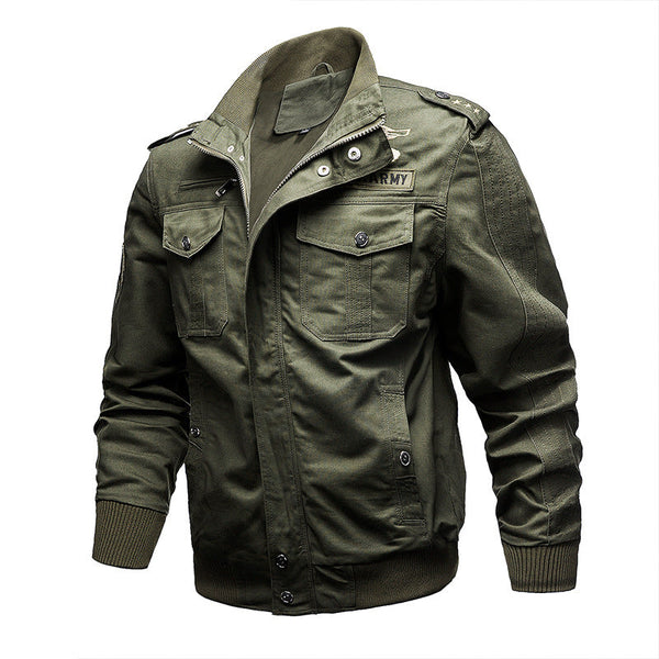 AKARMY Plus Size Stand Collar Military Men's Jacket