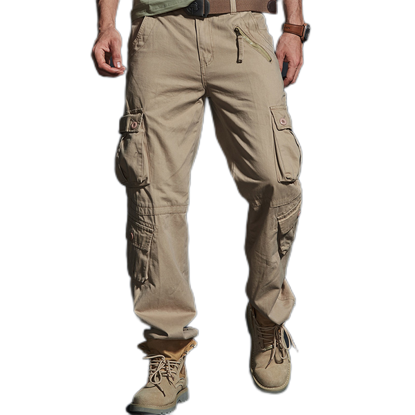 AKARMY Casual Solid Color Multi-pocket Men's Pants