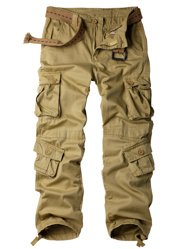 AKARMY Men's Casual Cargo Pants Military Army Camo Pants Combat Work Pants with 8 Pockets(No Belt)