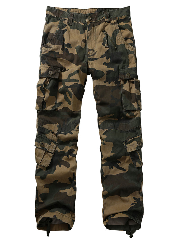 AKARMY Men's Casual Cargo Pants Military Army Camo Pants Combat Work Pants with 8 Pockets(No Belt)