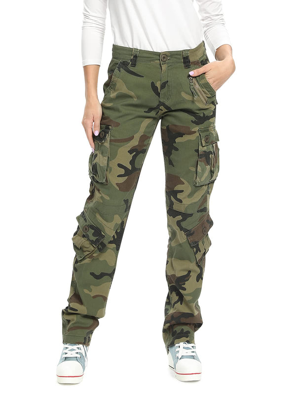 AKARMY Womens Cargo Pants with Pockets Outdoor Casual Ripstop Camo Military Combat Construction Work Pants(No Belt)