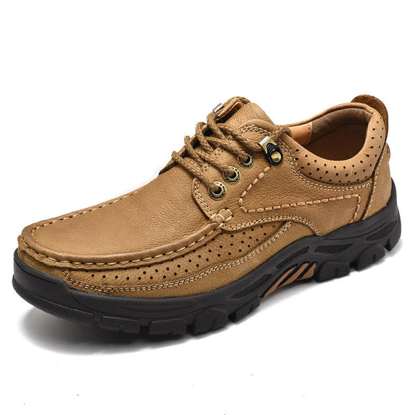 AKARMY Business Casual Frosted Leather Platform Abrasion-resistant Outdoor Shoes