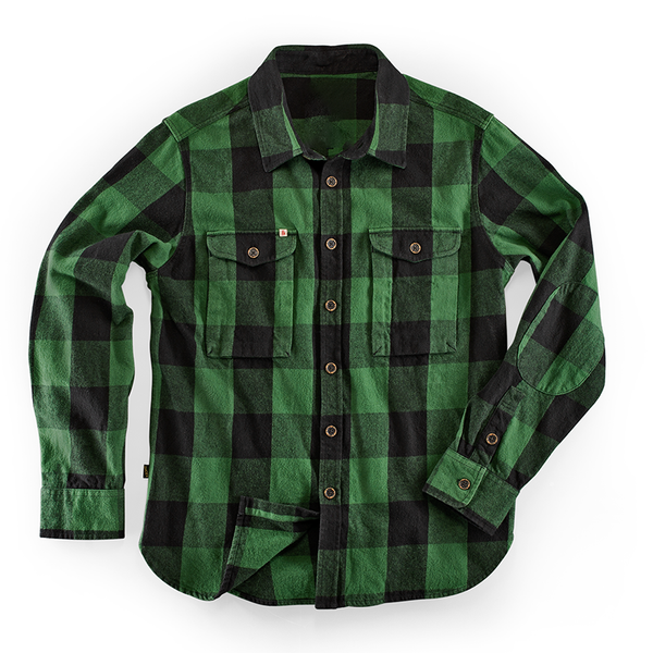 AKARMY Cotton Long Sleeves Plaid Flannel Field Shirt Green