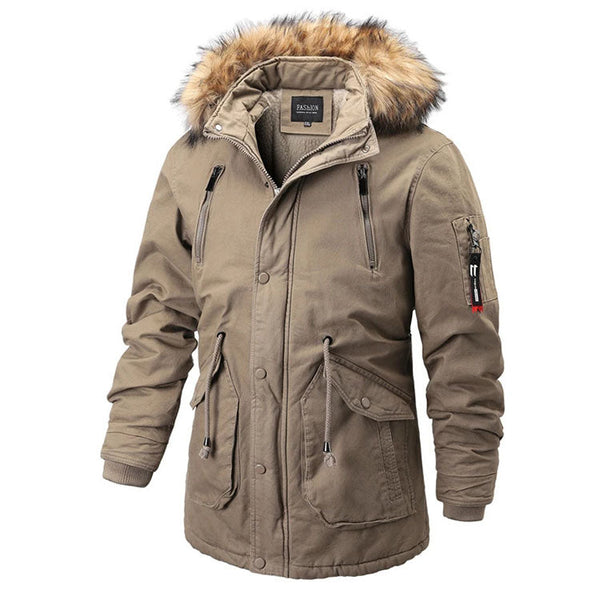 AKARMY Casual Loose Hooded Cotton Parker Thick Men's Jacket