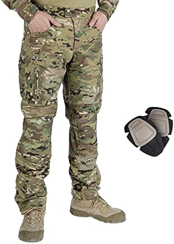 AKARMY Pants for Men Combat Pants with Hidden Knee Pads Military Camo Apparel Ripstop Multi-Pocket Outdoor Trousers