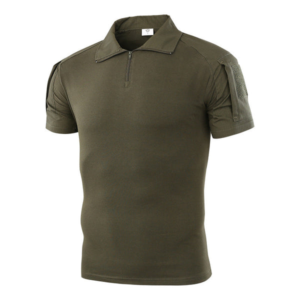AKARMY Militarily Style Camouflage Cotton Slip Zipper Men's T-shirt