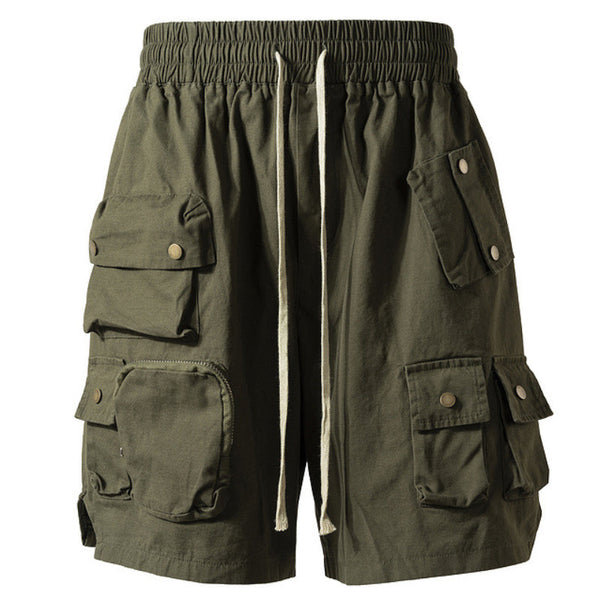 AKARMY Military Style Solid Color Three-dimensional Multi-pocket Functional Casual Men's Shorts