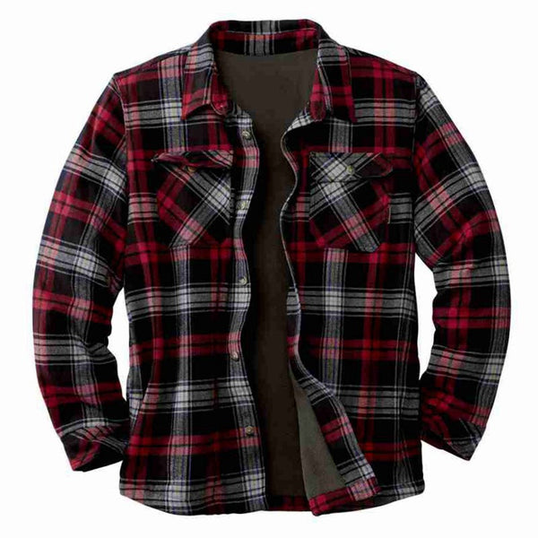 AKARMY Classic Plaid Long Sleeved Loose Plush Shirt