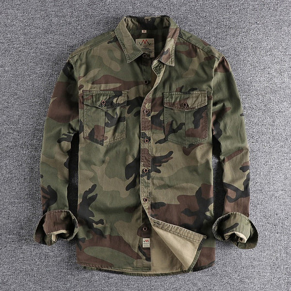 AKARMY Long Sleeves Militray Styles Tactical Shirt Camo