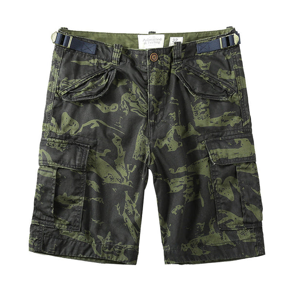 AKARMY Casual Cotton Elastic Camouflage Men's Cargo Shorts