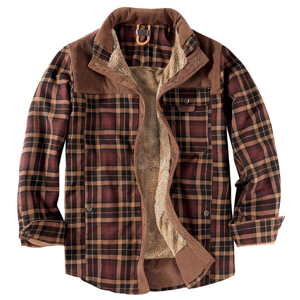 AKARMY Plus Size Plaid Shirt Fleece Winter Warm Cotton Jacket
