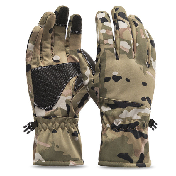 AKARMY Winter Outdoor Sports Waterproof Windproof Warm and Velvet Padded Touch Screen Gloves