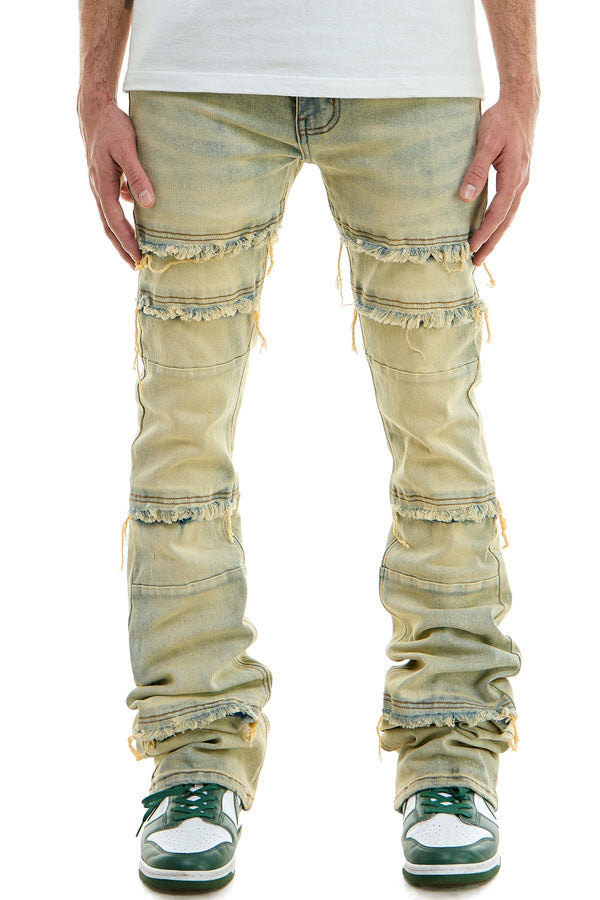 AKARMY Skinny Flare Stacked Jeans For men