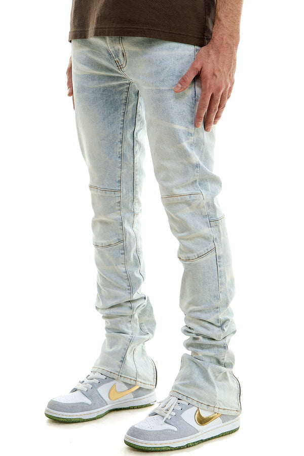 AKARMY White Men's Stacked Jeans Flared Look