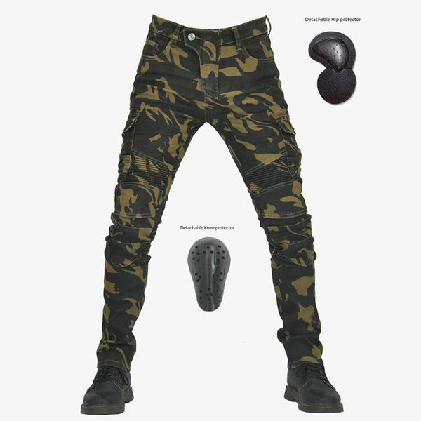 AKARMY Outdoor Camo Motorcycle Riding Men's Pants with Knee Pads