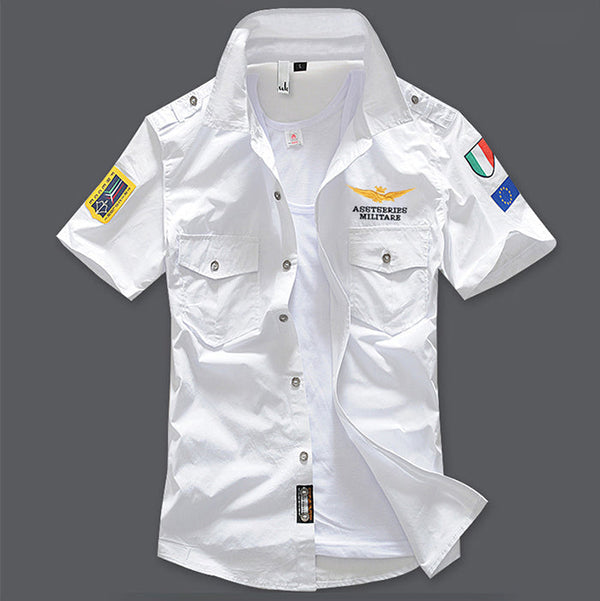 AKARMY Air Force One Cotton Embroidery Slim Men's Shirt