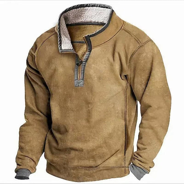 AKARMY Men Sweatshirts Stand Collar Zipper Fleece Warmth
