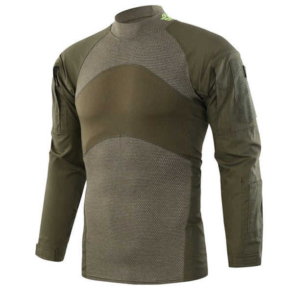 AKARMY Military Stand Collar Split Joint Breathable Men's T-shirt