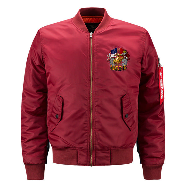 AKARMY Max To 8XL Marines Embroidery Thicken Pilot Thin Jacket