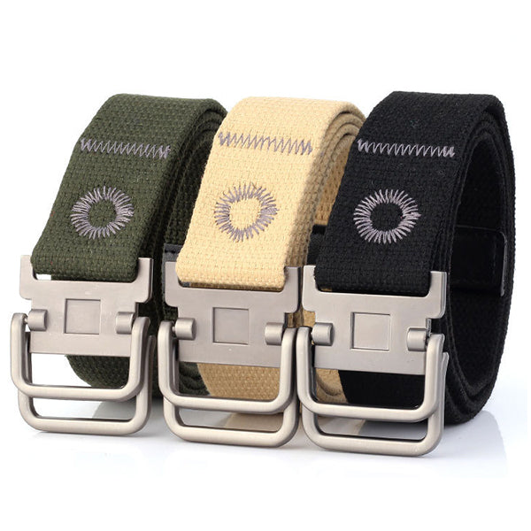 AKARMY Casual Double Buckle Thicken Canvas Belt