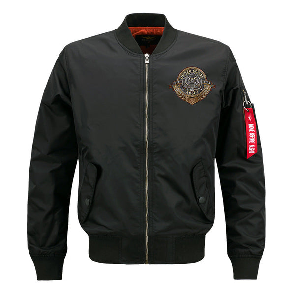 AKARMY Max To 8XL US Embroidery Thin Pilot Jacket