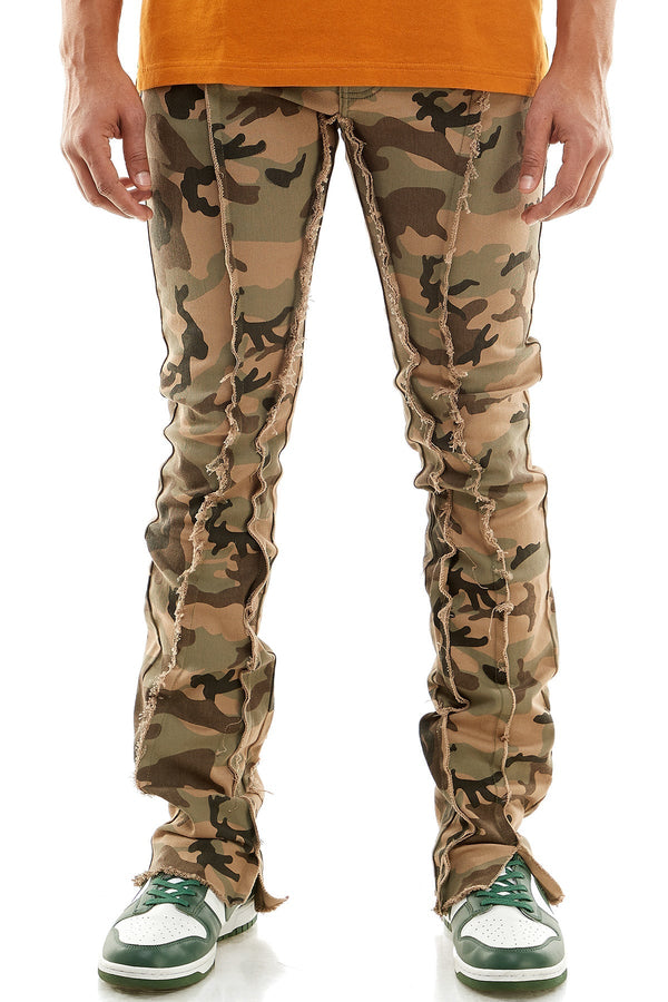 AKARMY Camo  Raw Cut Stacked Pants for Men