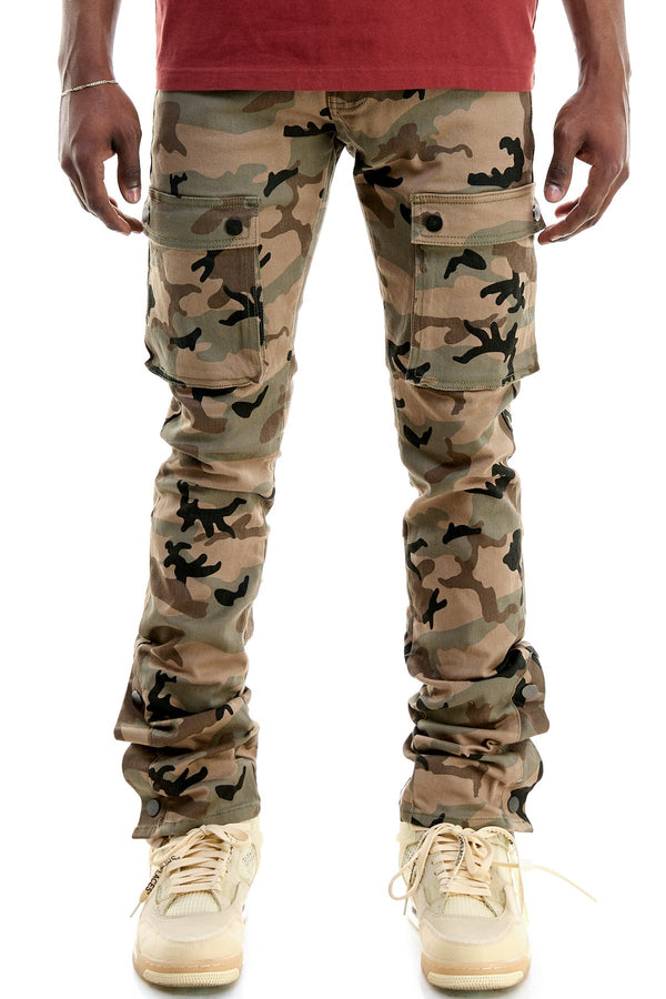 AKARMY Camo Skinny Men's Stacked Pants Stretch Twill