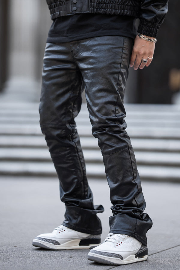 AKARMY AKARMY Black Skinny Stacked Pants Flared Jeans for Men