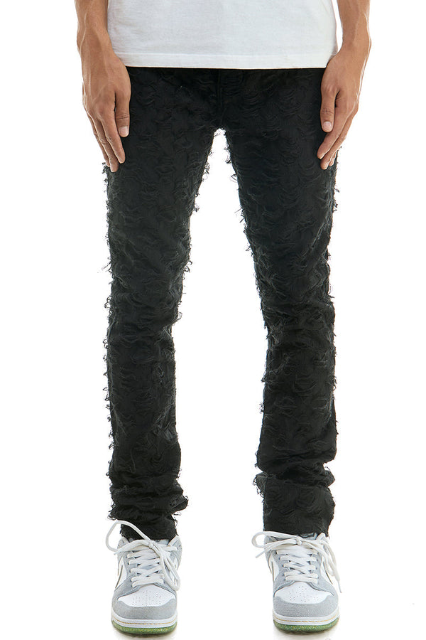 AKARMY Black Stacked Jeans Mens Cotton Steet Wear Men Pants