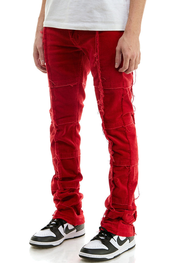 AKARMY Corduroy Stacked Pants in Red