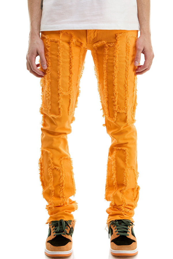 AKARMY Pocket Skinny Stacked Pants in Yellow