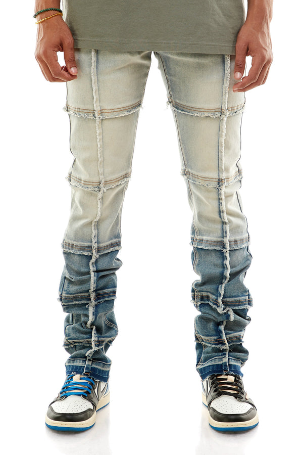 AKARMY Stacked Cut Sew Jeans for Men