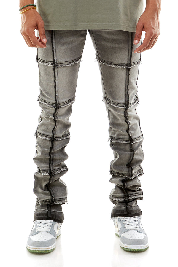 AKARMY Stretch Denim Stacke Mens Jeans With Raw Finishing