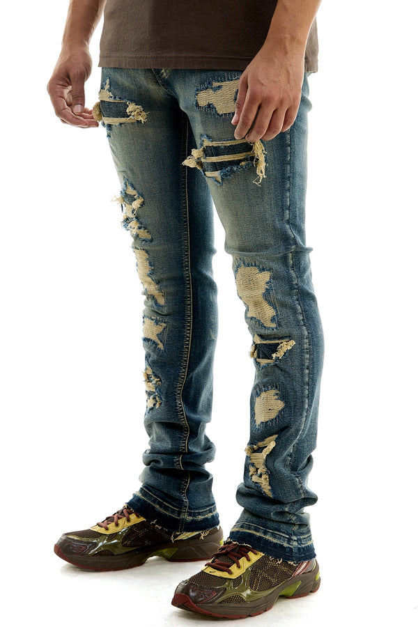 AKARMY Skinny Stacked Jeans In Washed Denim