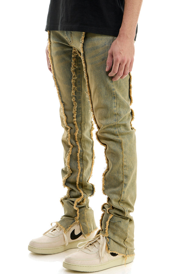 AKARMY Men Stacked Jeans in Stretch Tinted Denim
