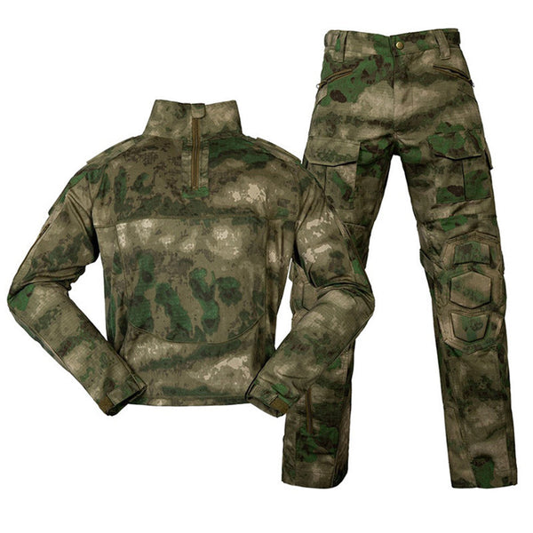 AKARMY Zipper Collar Camo Shirt and Pants Tactical Suits