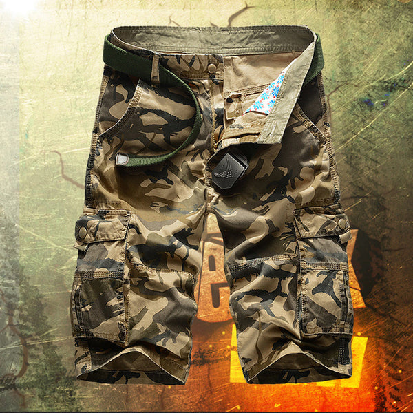 AKARMY Casual Cotton Camo Multi-pocket Men Shorts