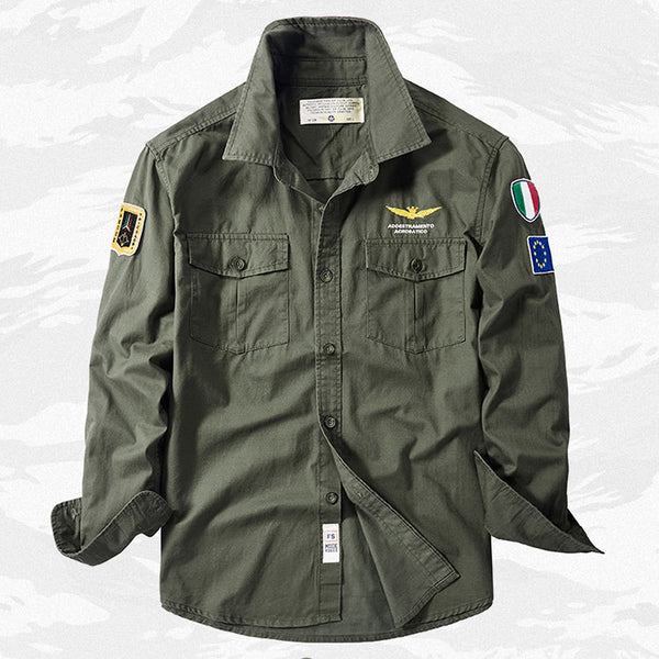 AKARMY Air Force MA1 Plus Size Casual Long Sleeve Men's Shirt